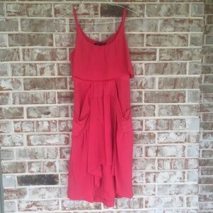 BCBG MAX AZRIA Azalea Red High Low Silk Cocktail Dress with Pockets